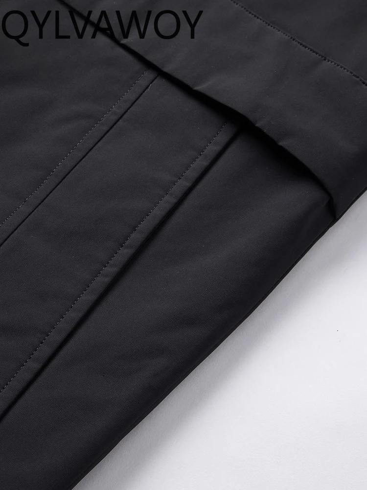 QYLVAWOY 100% Polyester Men's Season High-End Mid-Long Casual Down Jacket Middle-Aged Warm Outerwear Hooded Trench Coat LJ2073