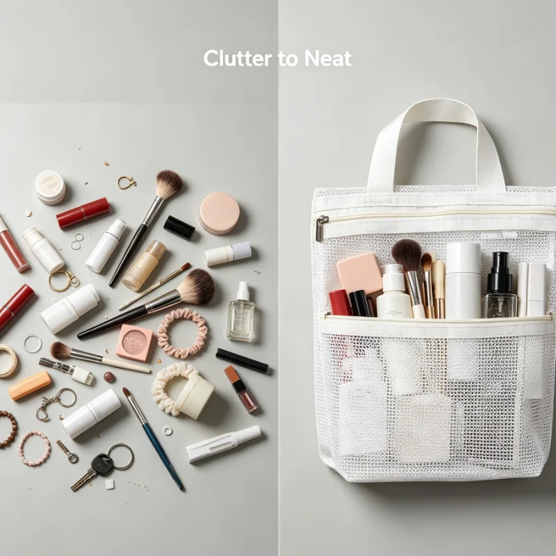 메쉬 소재의 휴대용 여행용 세면도구 가방, 지퍼와 손잡 - Tote Bag Beach 리뷰 및 가격