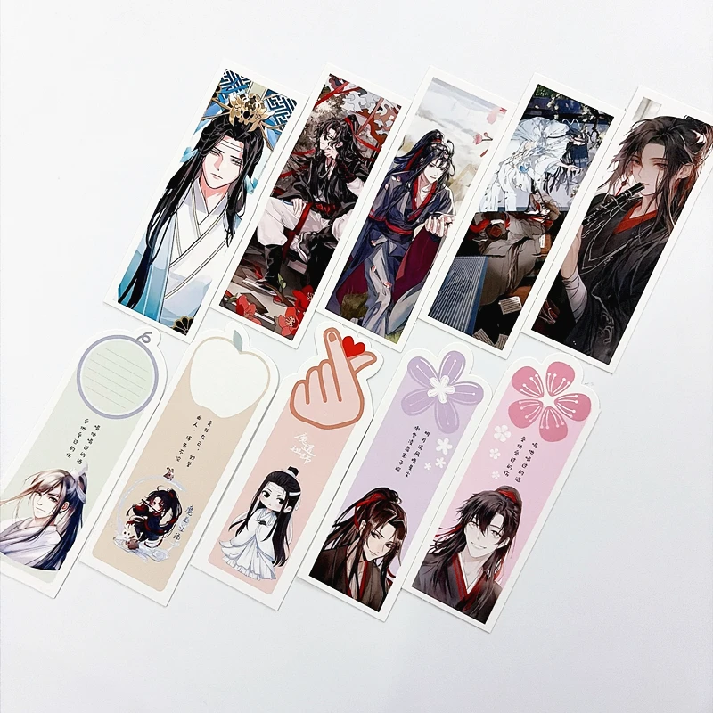 Random 10PCS Anime Grandmaster of Demonic Cultivation Bookmark Set - Mo Dao Zu Shi DIY Cartoon Book Marks Holder Cosplay Gift
