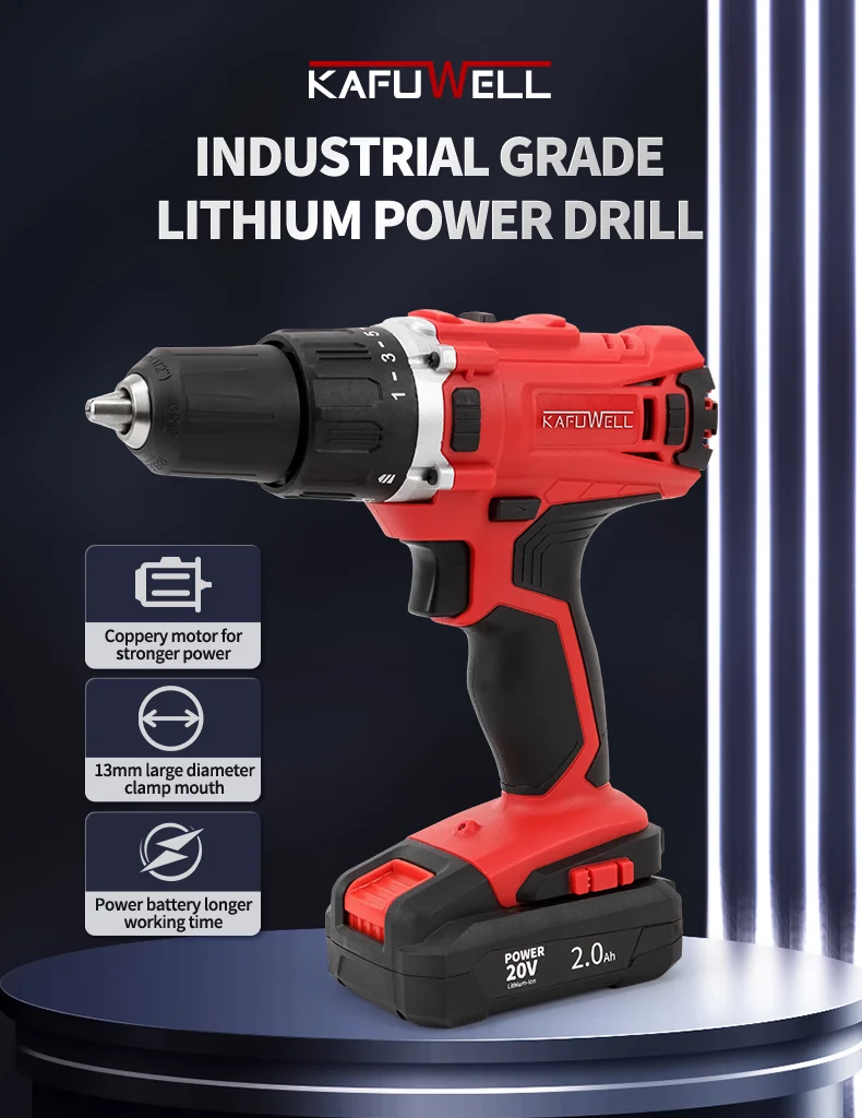 PA4220A-Y-2S-1 Popular Lithium DC 20V Cordless Impact Screwdriver Drill Set With Variable Speed And 50Nm Max Torque