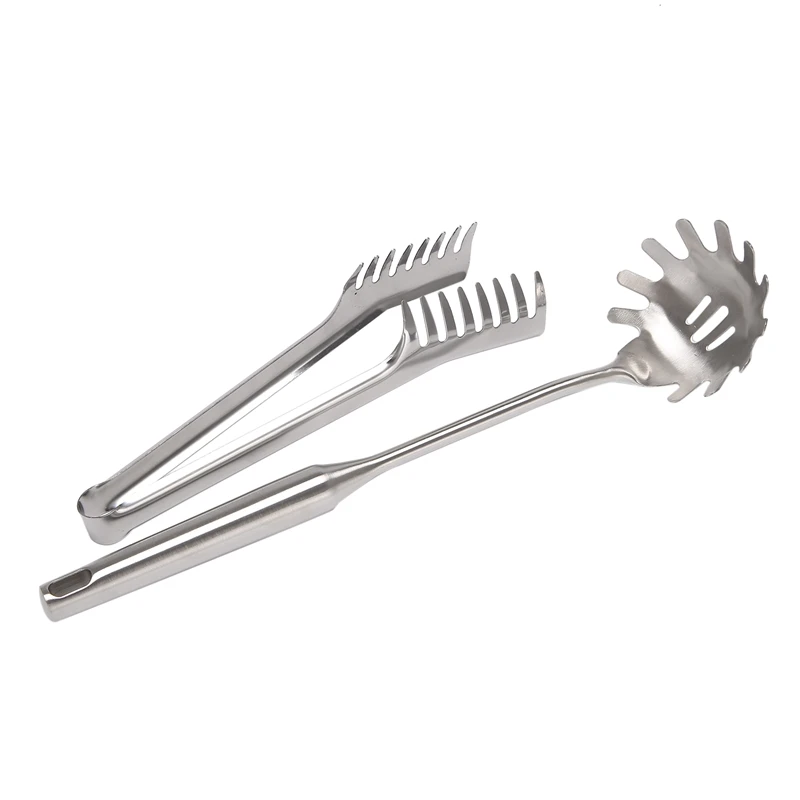 2 Stück Edelstahl Spaghetti Server Set, Edelstahl Spaghetti Pasta Zange, Pasta Löffel Server Gabel