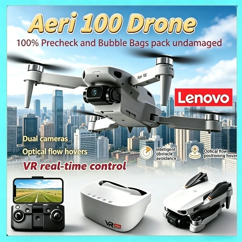 Lenovo Aeri100VR 8K FPV VR Drone with HD Screen 4K Remote Control RC Helicopter Quadcopter Easy to Fly Toy Gift for Kids