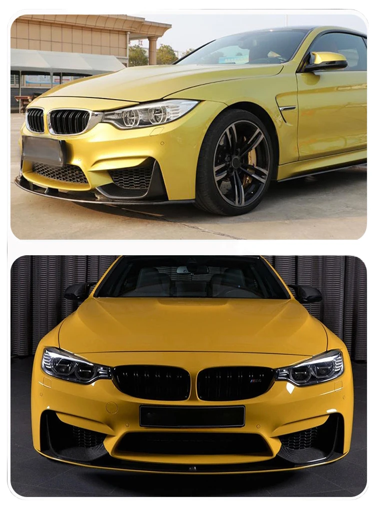 For BMW F80 M3 F82 F83 M4 Competition CS GTS 2014-2020 Carbon Fiber MP Style Front Bumper Side Splitters Winglets 51192350712