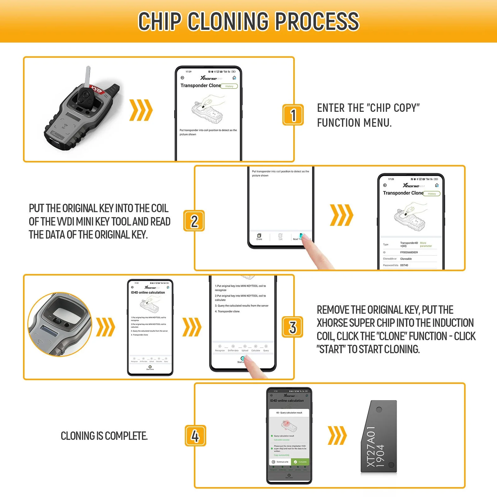 VVDI XT27 Super Chip XT27A Klonchip für 4C/4D/4E/43/45/46/47/48/T1/T3/8A/8C/8E/7935 mit Xhorse VVDI Max Pro/VVDI Mini Key Too – Detail 6