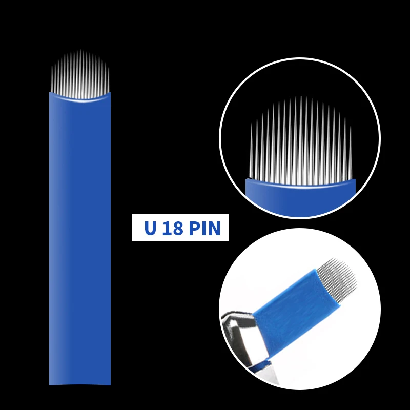 

50 шт U-образные 18-контактные нано-лезвия, иглы для микроблейдинга, ручная работа, игла для татуажа бровей, лезвие 20/30/100/300/500 шт.