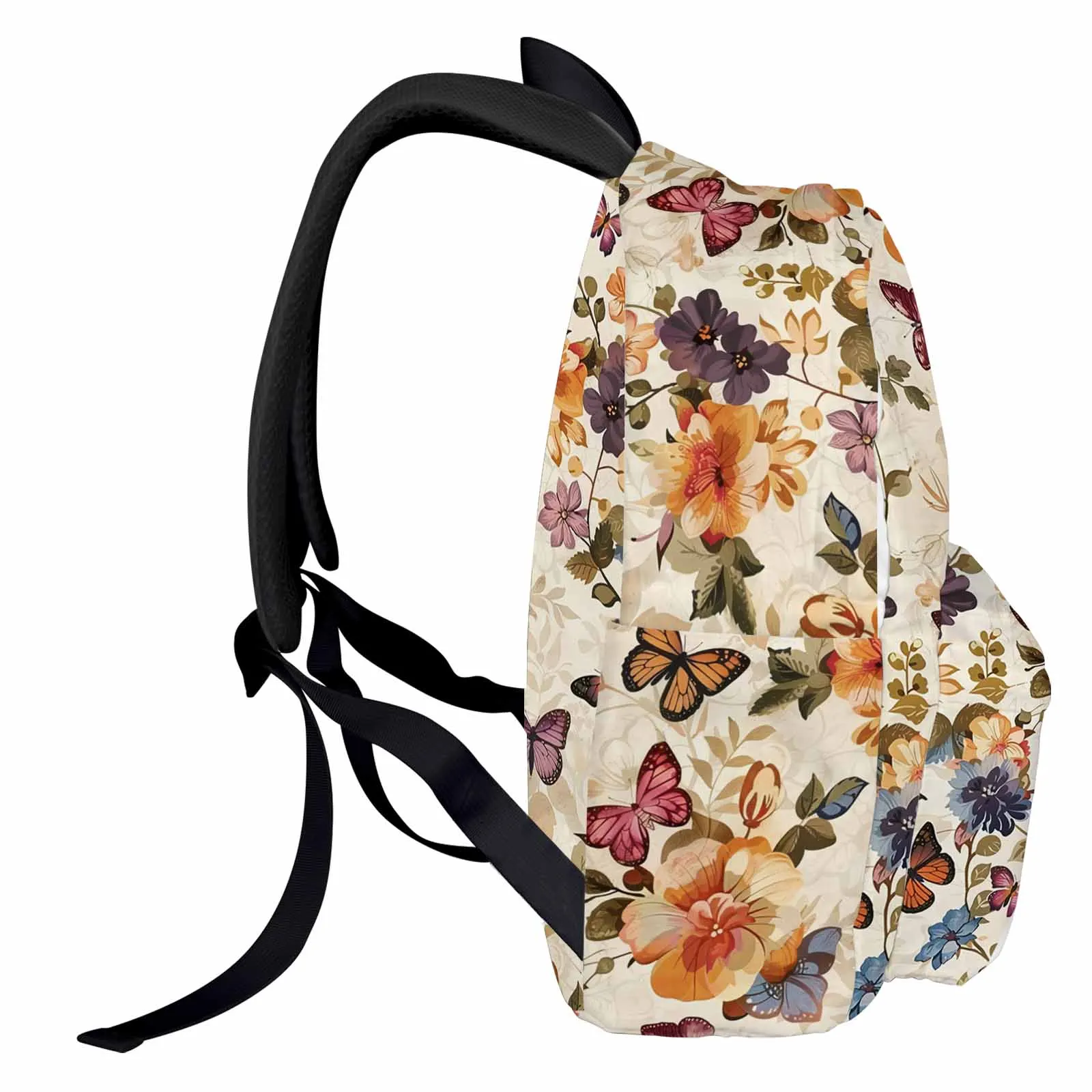 Flower Butterfly Retro Backpack Teenagers Student School Bags Laptop Custom Backpack for Men Women Travel Bag