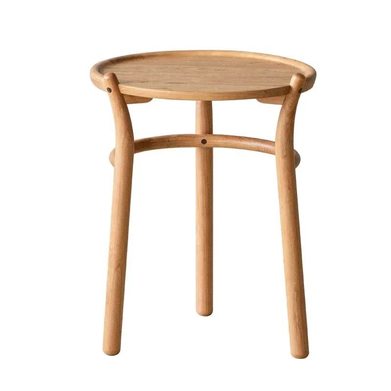 

Китайский ретро круглый маленький журнальный столик из цельного дерева, мини-стол для хранения, диван, приставной столик для гостиной