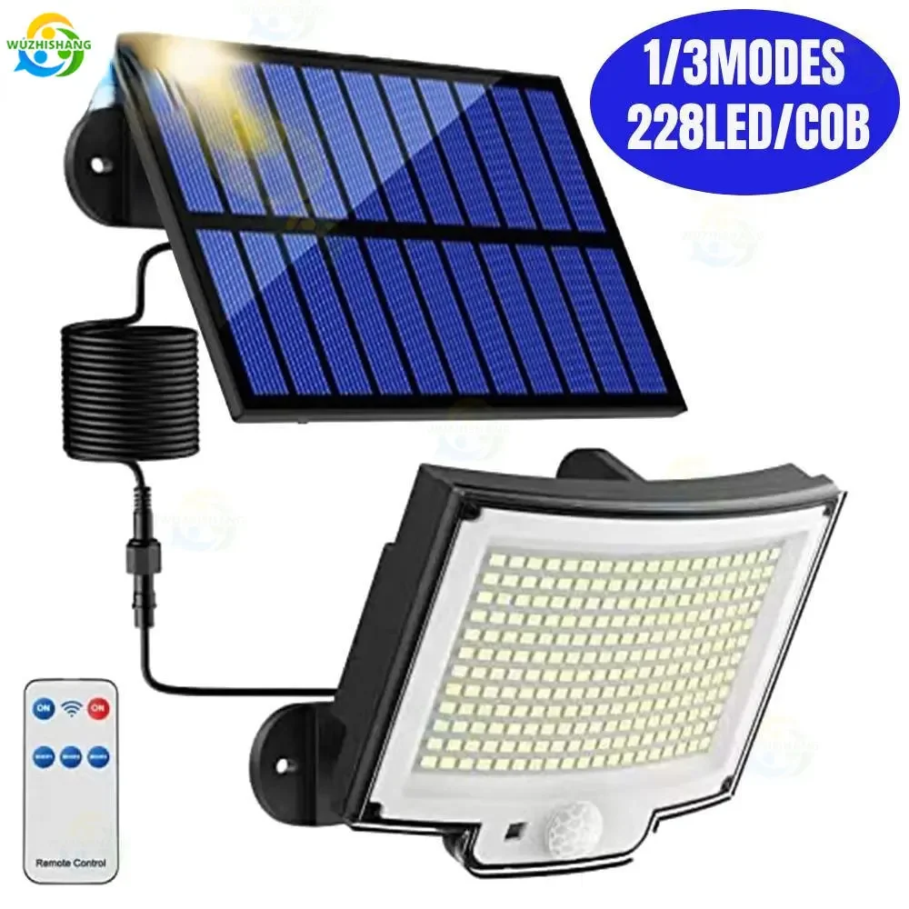 Lampe solaire d'extérieur super lumineuse, étanche, 3 modes, détecteur de mouvement, induction humaine, jardin, cour, garage, 106 LED, 318LED