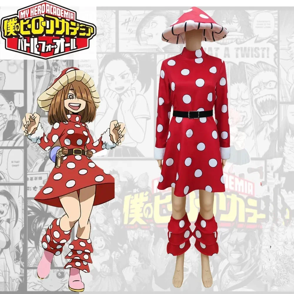 Disfraz de Cosplay japonés de My Hero Academia Komori Kinoko, conjunto completo con sombrero, disfraz de fiesta de Halloween para mujer y niña