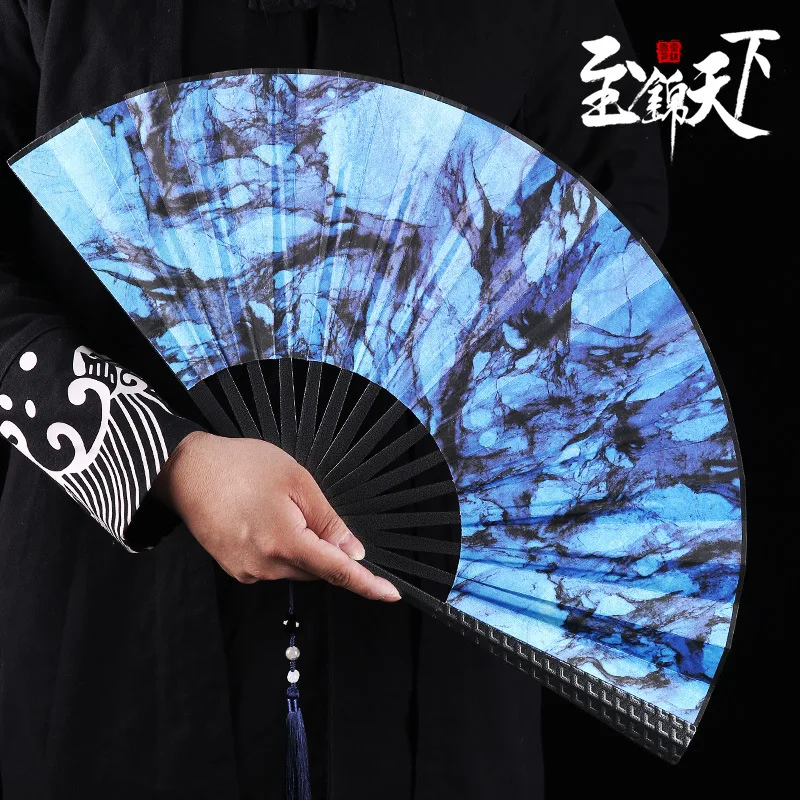 

Chinese style 10-inch metal folding fan men's silk cloth fan alloy self-defense non-titanium alloy fan Father's Day gift craft