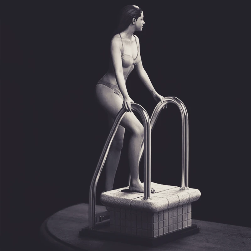 Maßstab 1:24, Druckguss-Harz-Figurenmodellbausatz, Bikini-Babes am Pool, Hobby-Miniaturspielzeug, unmontiert und unbemalt