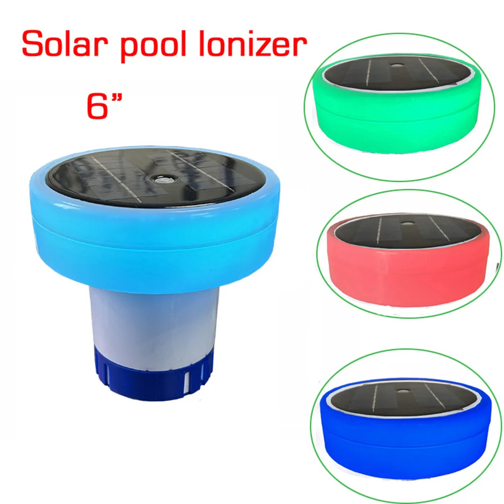 Solar Pool Ionizer Copper Silver Ion Swimming Pool Purifier 7 Colors Light Up Chlorine Holder Floater Pool Cleaning Equipment