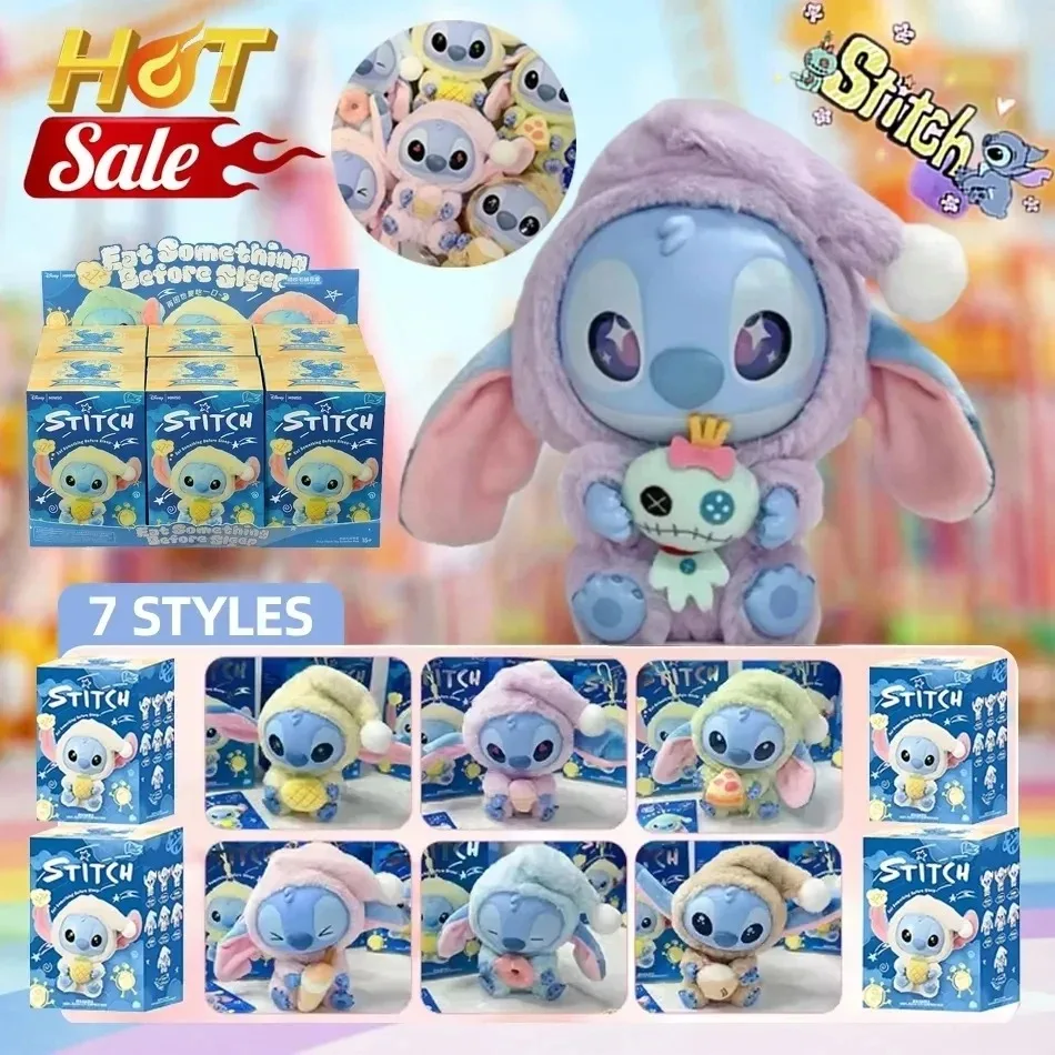 

Disney New Stitch Eat Some Thing Before Sleep Series Vinyl Blind Box Bag Pendant Cute Plush Doll Mystery Box Toy Surprise Gifts