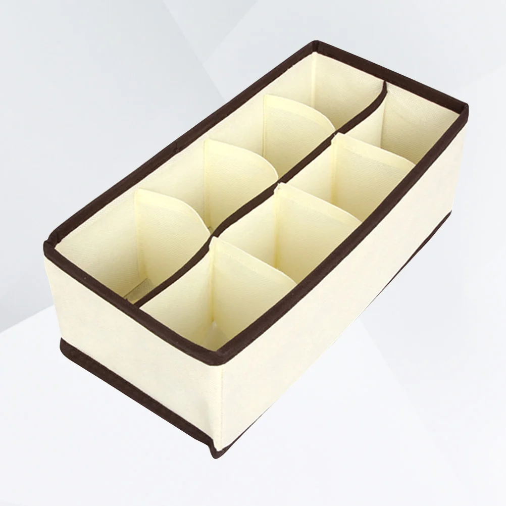 Foldable Non-woven Beige Clothes Storage Box Closet Drawer Dividers Organizer for Socks (8 Compartments)