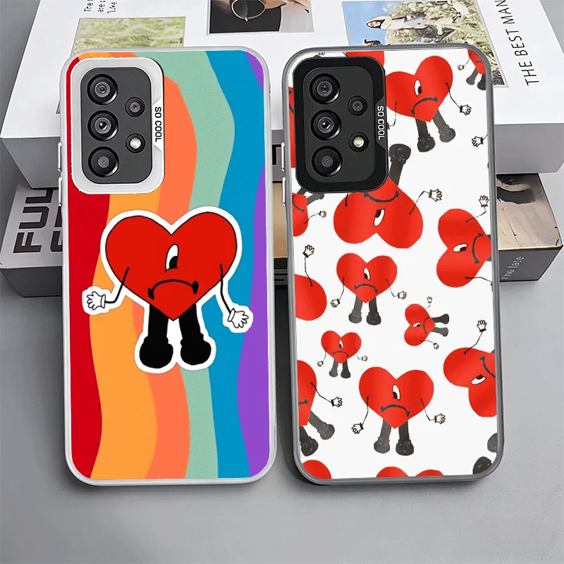 Bad Bunny Heart Shockproof Phone Case for Samsung A17 A16 A15 A14 A37 A57 A36 A56 A26 A35 A55 A25 A34 A54 A24 A13 A23 A33 A53 A0