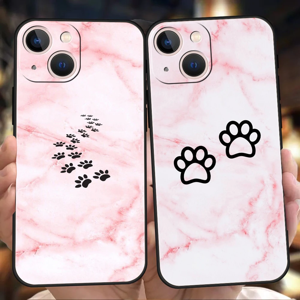Best Friends Dog Paws Luxury Phone Case Cover For iPhone 16 15 14 13 12 11 Pro Max 8 7 Plus XR XS Max Shockproof Soft Shell Capa