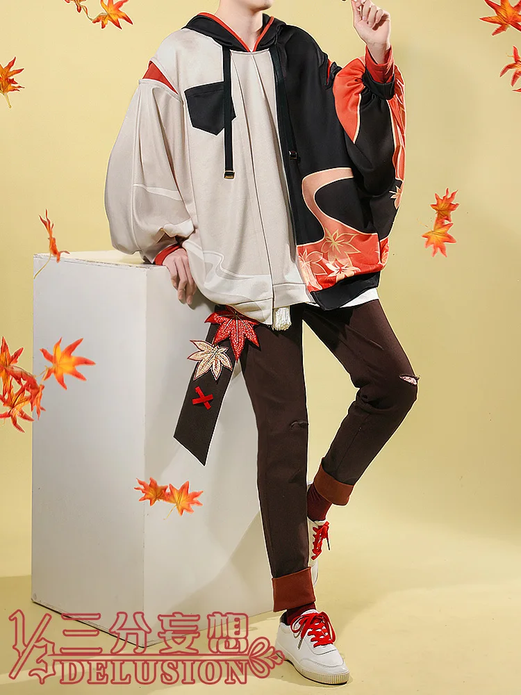

Clearance Genshin Impact cosplay costume Kaedehara Kazuha Cosplay sweater maple leaf Suit