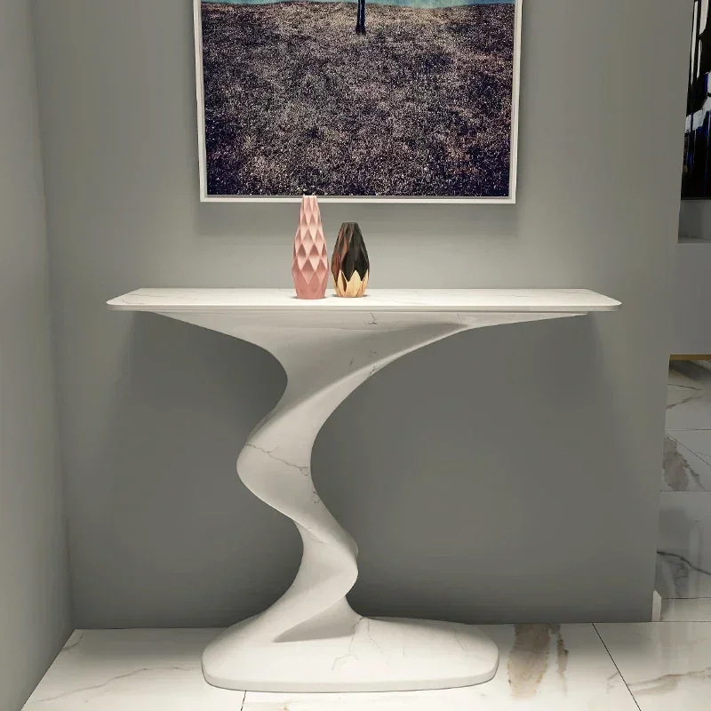 

Light Luxury Entrance Cabinet Home Entry Living Room Simple Stone Plate Console Super Narrow Console Tables Super Art