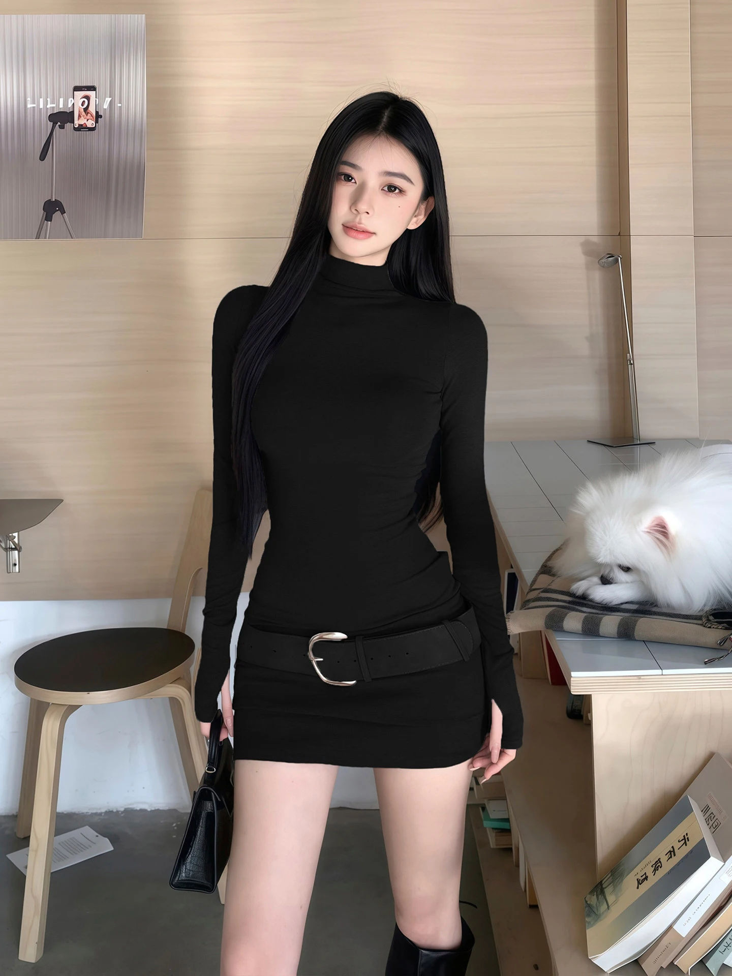 

Женская юбка в стиле ретро Bla с высоким воротником и длинным светом, облегающая облегающая юбка, обтягивающая внутренняя одежда, осень-зима Faion Dr