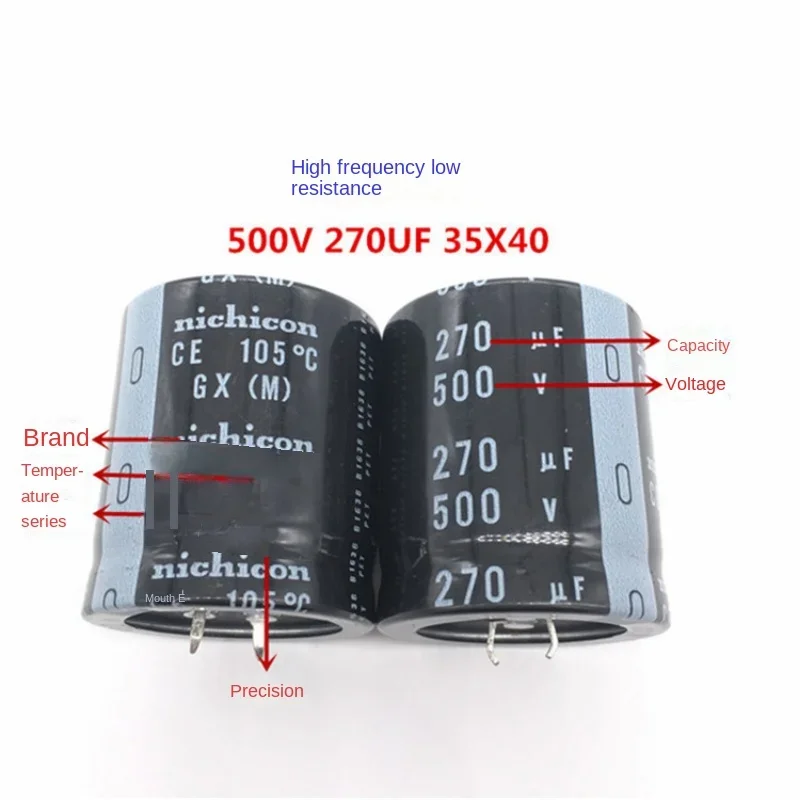 DIXSG （1pcs）500V270UF 35X40 nichicon electrolytic capacitor 270UF 500V 35*40 GX high frequency and low resistance.