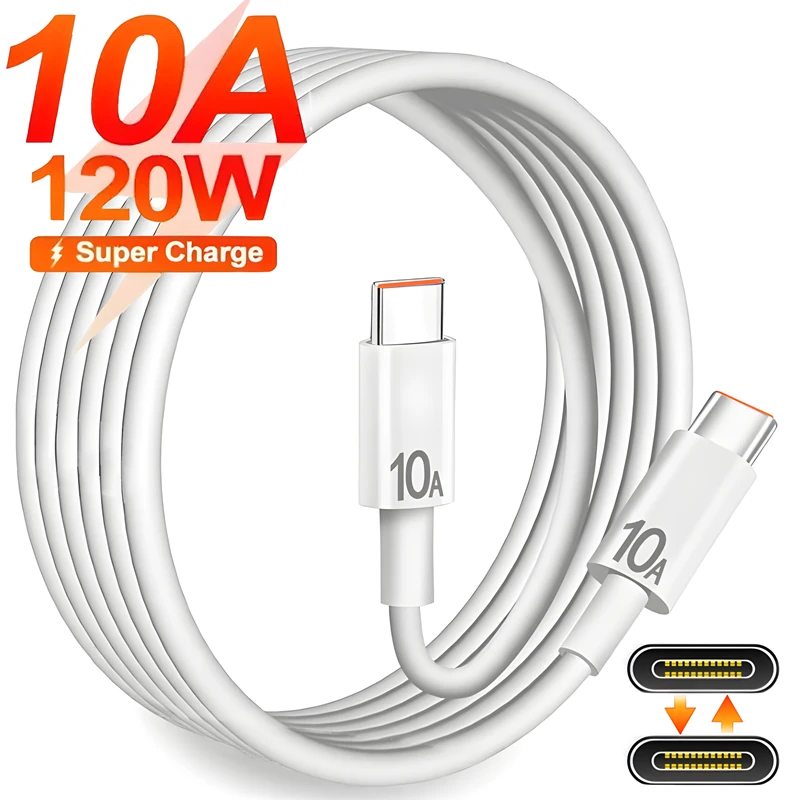 PD المزدوج USB C إلى نوع C كابل شحن سريع 120 واط TypeC شاحن سريع عالية السرعة نقل البيانات سلك الحبل لسامسونج Mi العالمي