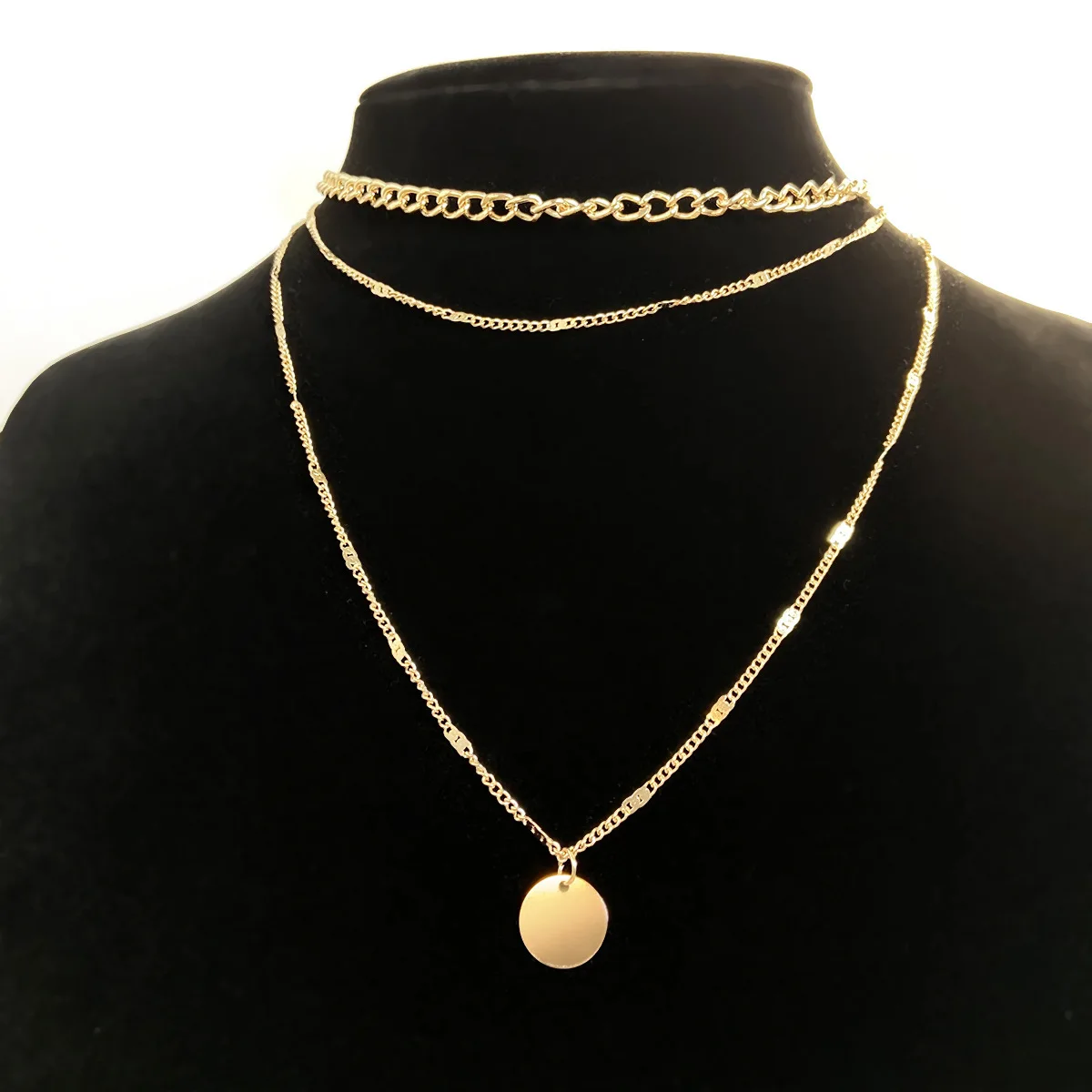 Foreign Trade Clavicle Chain Short Necklace Pendant Sweater Chain Men\'s And Women\'s Crystal Dots Multi-layer Necklace Jewelry