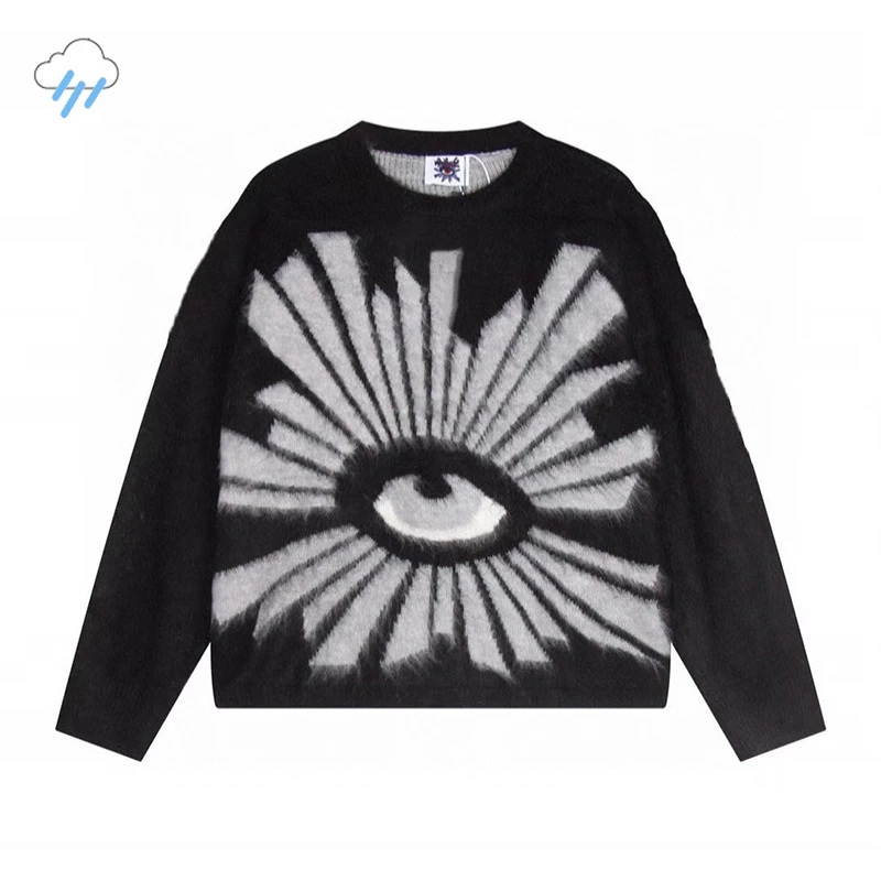 

Men Women Casual Fashion House Of Errors Sweater Best Quality Eye Jacquard Black Knit Sweatshirts Loose Pullovers With Tags