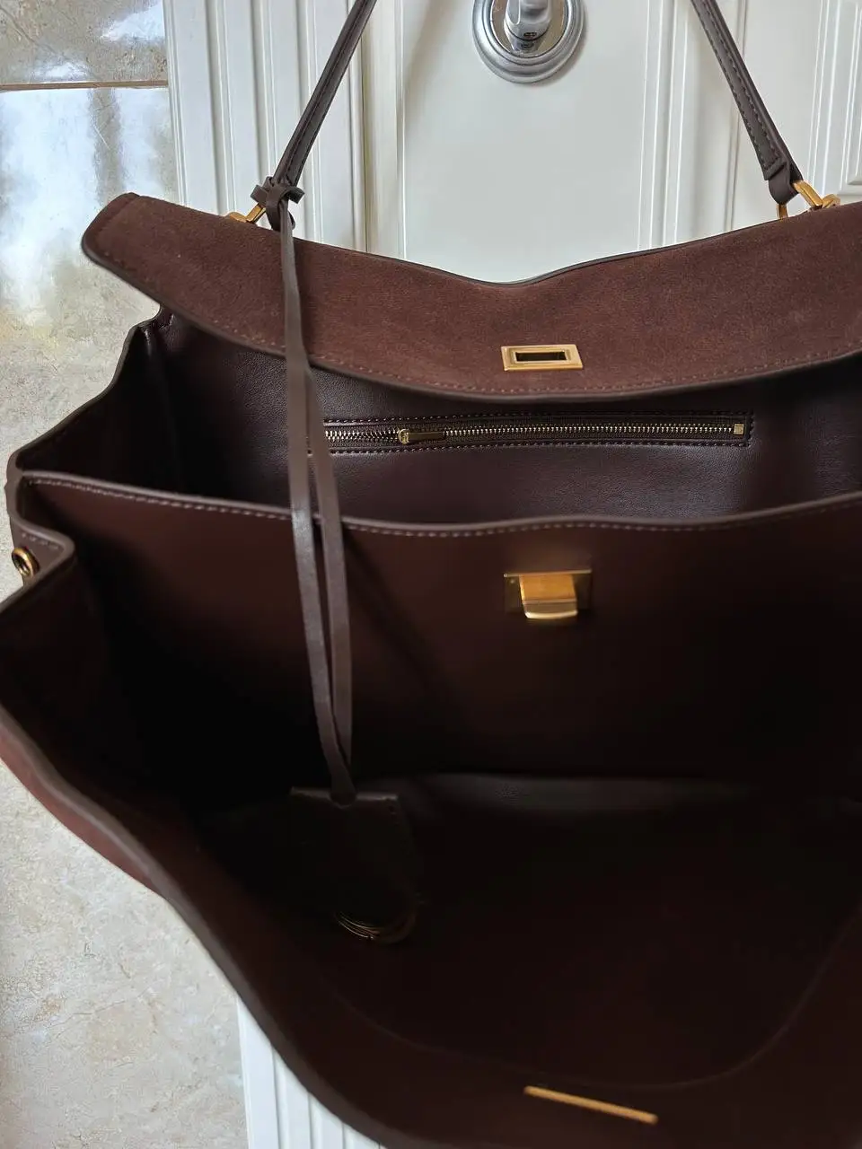 Marca de luxo rodeio bolsas femininas couro genuíno camurça marrom totes fivela ouro bolsas ombro moda feminina bolsas