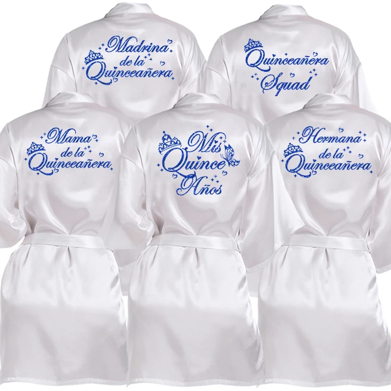 

Mis XV Años Quinceañera Robe Mama Bathrobe Aunt of the Quinceañera Robe for Mother of the Celebration Year 15 Girls