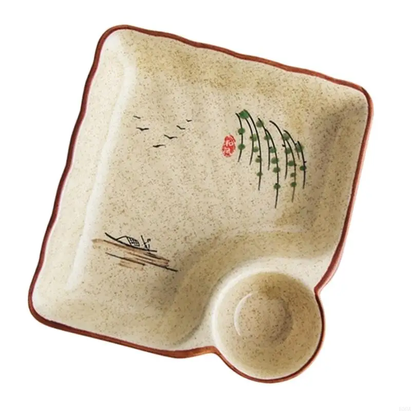 High Temperature Fired Ceramic Plate for Kitchen Use Square Dumpling Holder 