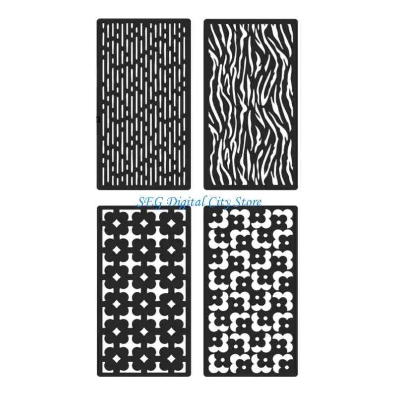 U75B 4 個花ステンシル植物アートテンプレートスクラップブックステンシルクラフトテンプレートハローアウト絵画ステンシル