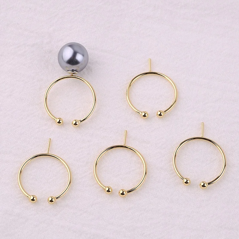 3pcs 14K Gold Plated Brass Round Blank Rings Adjustable Finger Ring Bases For Jewelry Trays DIY Ring Findings Making Supplies