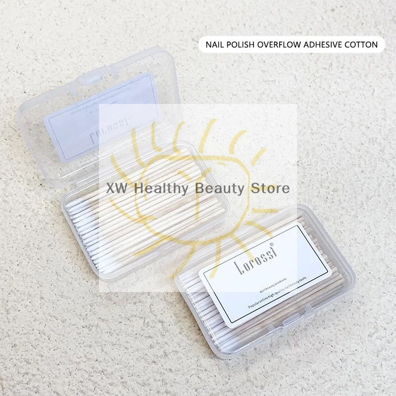 100 Teile/schachtel Nägel Holz Tupfer Reinigung Stick Knospe Spitze Holz Baumwolle Kopf Maniküre Detail Corrector Nagellack Entferner Maniküre Werkzeug