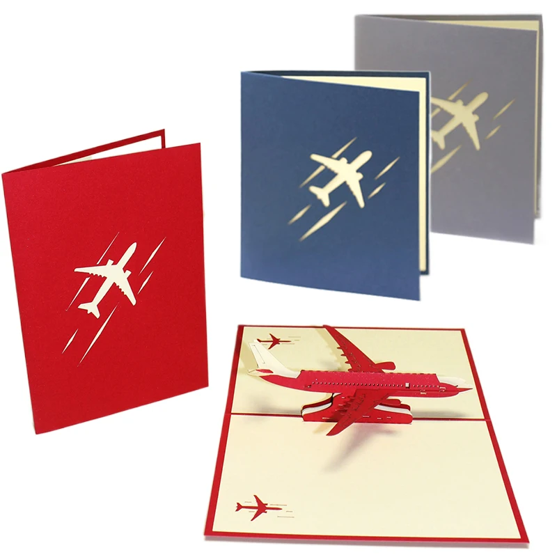 1PC Grußkarte 3D Flugzeug Stil Party Einladung Karten Modell Dekoration Papier Carving Falten DIY Festival Versorgung TMZ