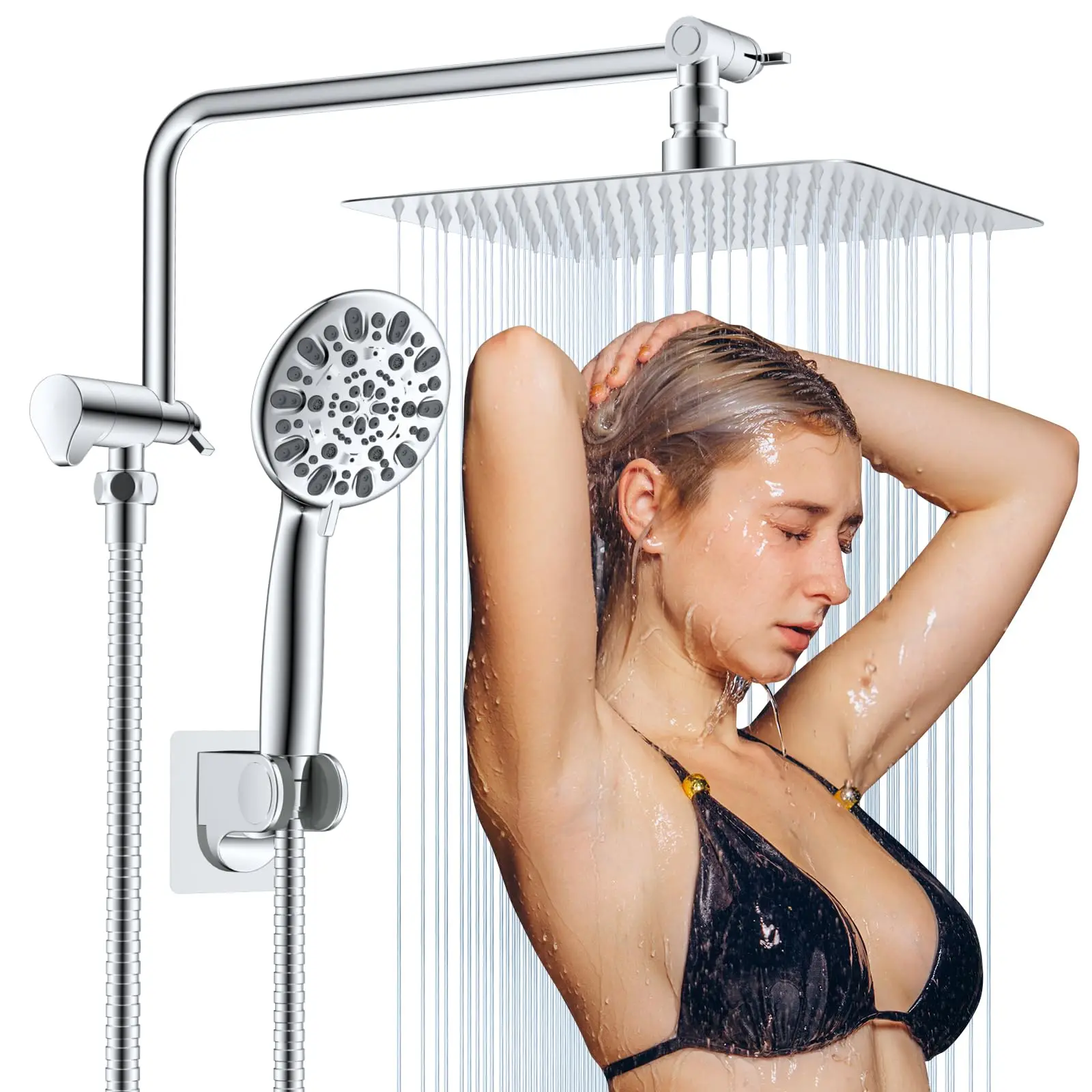 Rain Shower Head with Handheld Head High Pressure 10