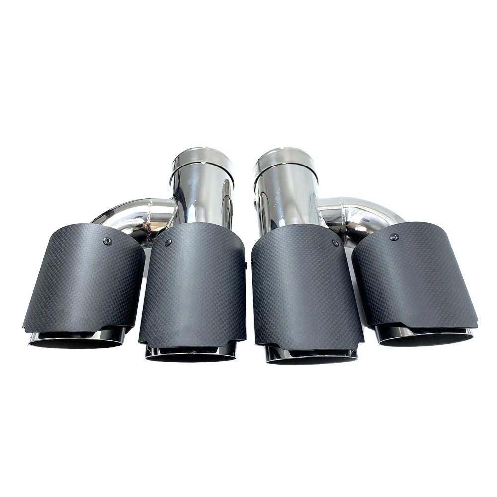 2pcs Matt Carbon M-Model Exhaust Pipe with Dual End Tips for Akrapovic Tail Muffler for Audi /BMW Car Exhaust System