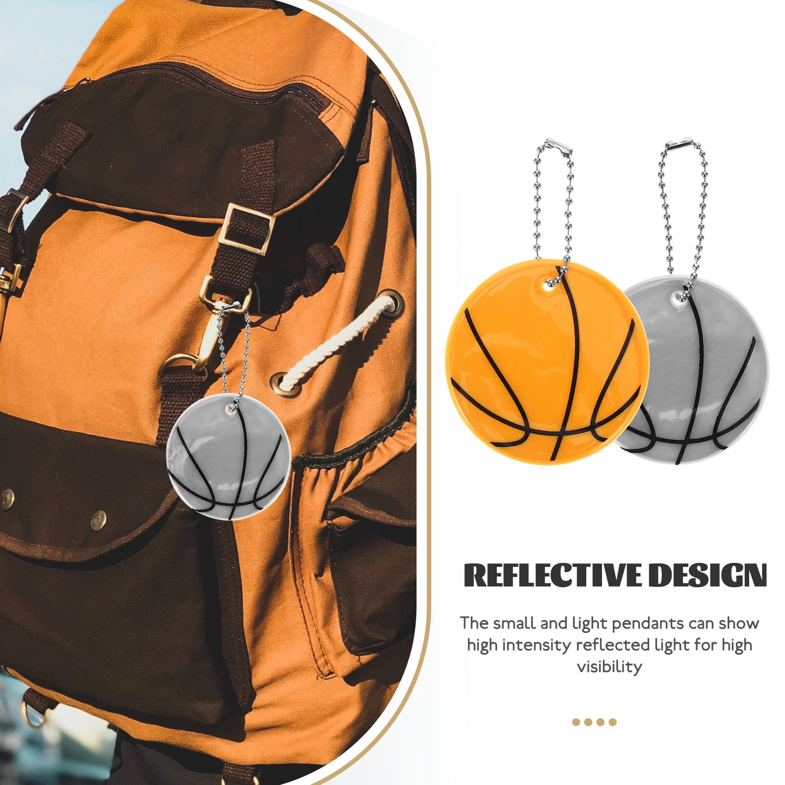 6Pcs Reflective Basketball Pendant Keychains High Visibility Safety Glow in Dark Bag Bike Accessories Ball Keychain