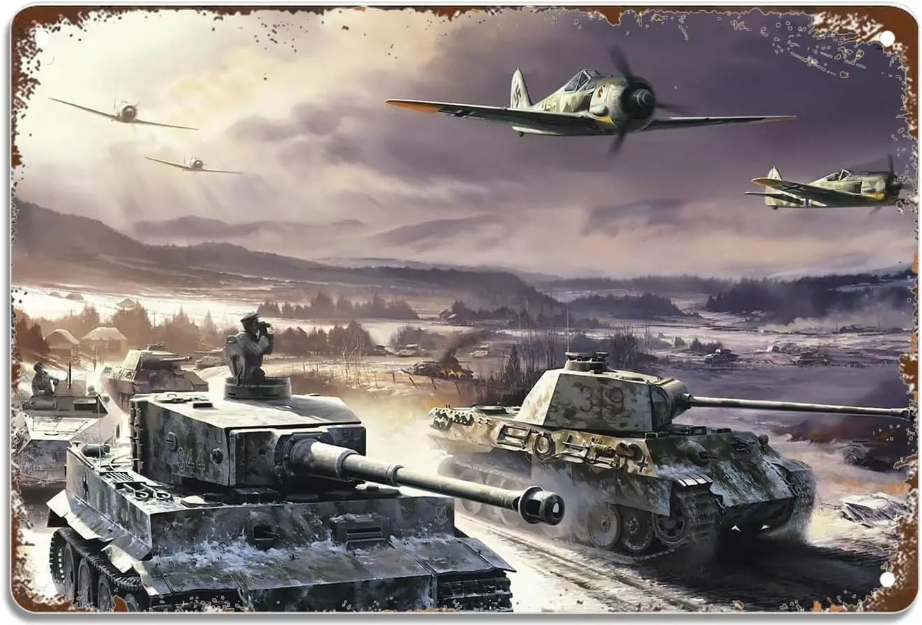 Wwii Tank Lustige Blechschilder aus Metall, Gag-Geschenk, Scherzartikel, Bar, Kneipe, Studentenwohnheim, Dekoration, 30,5 x 20,3 cm großes Schild