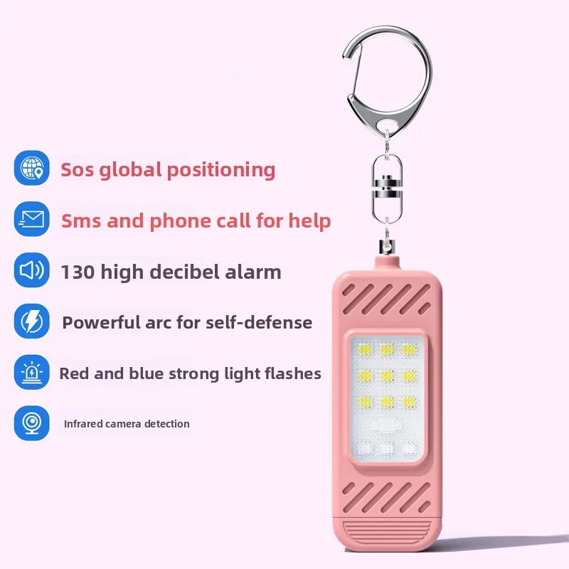 Outdoor Portable EDC Multifunctional Creative Flashlight Alarm Keychain Electric Arc Tool
