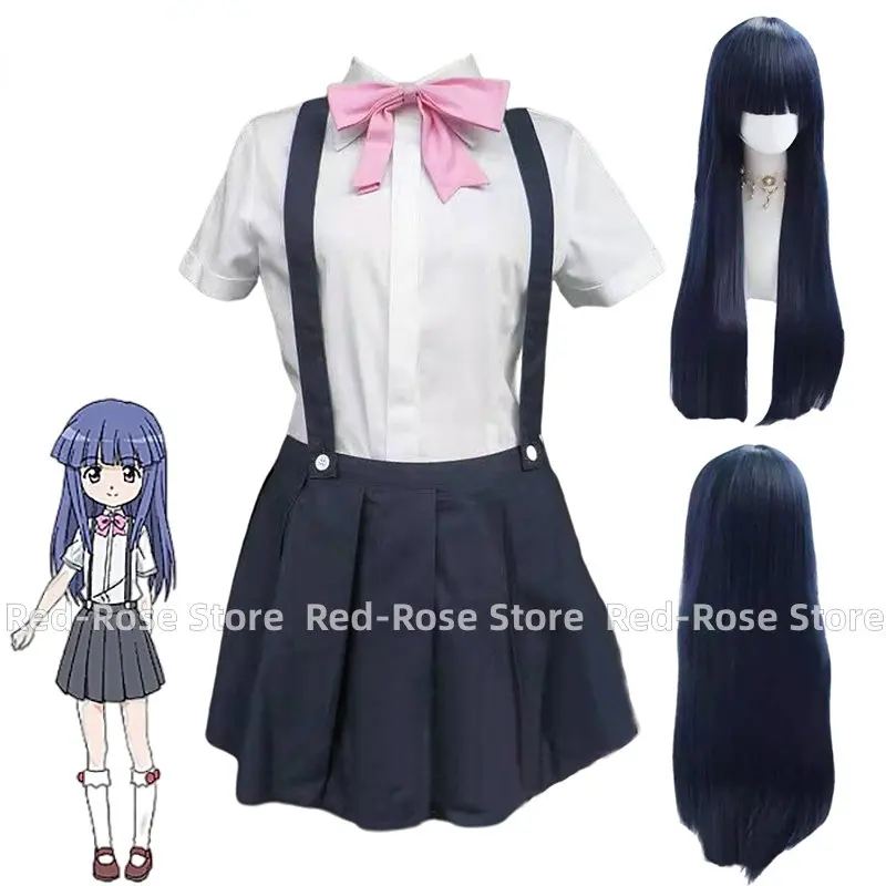 Costume de Cosplay Anime Higurashi No Naku Koro Ni Rika Furude, perruques d'uniforme de Cosplay pour femmes et filles, fête d'halloween