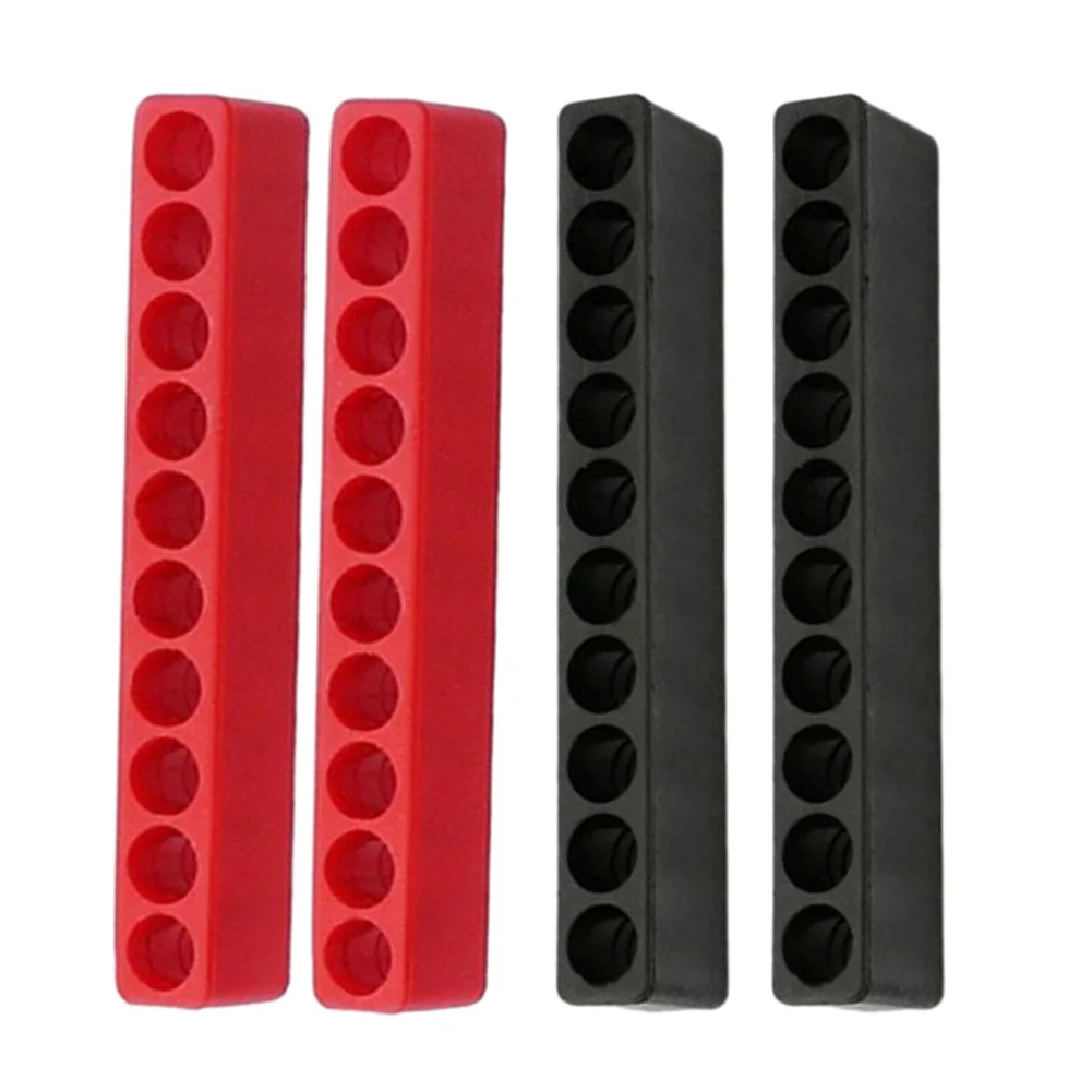 4pcs Screwdriver Bit Holder 10 Holes For 1/4inch Hex Tool Drill Bits Hexagonal Handle Bit Storage Strip Black Red Hand Tool Part