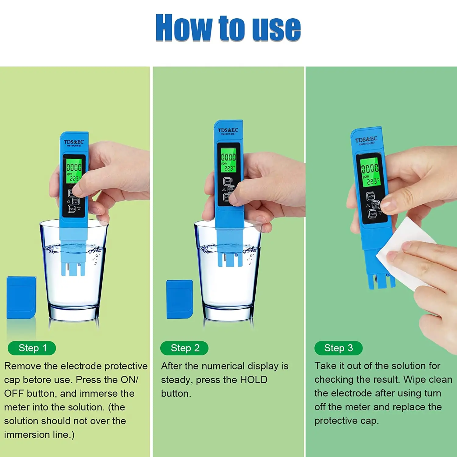 Digital Water Quality Tester TDS EC Meter Range 0-9990 Multifunctional Water Purity Temperature Meter TEMP PPM Tester for Drink