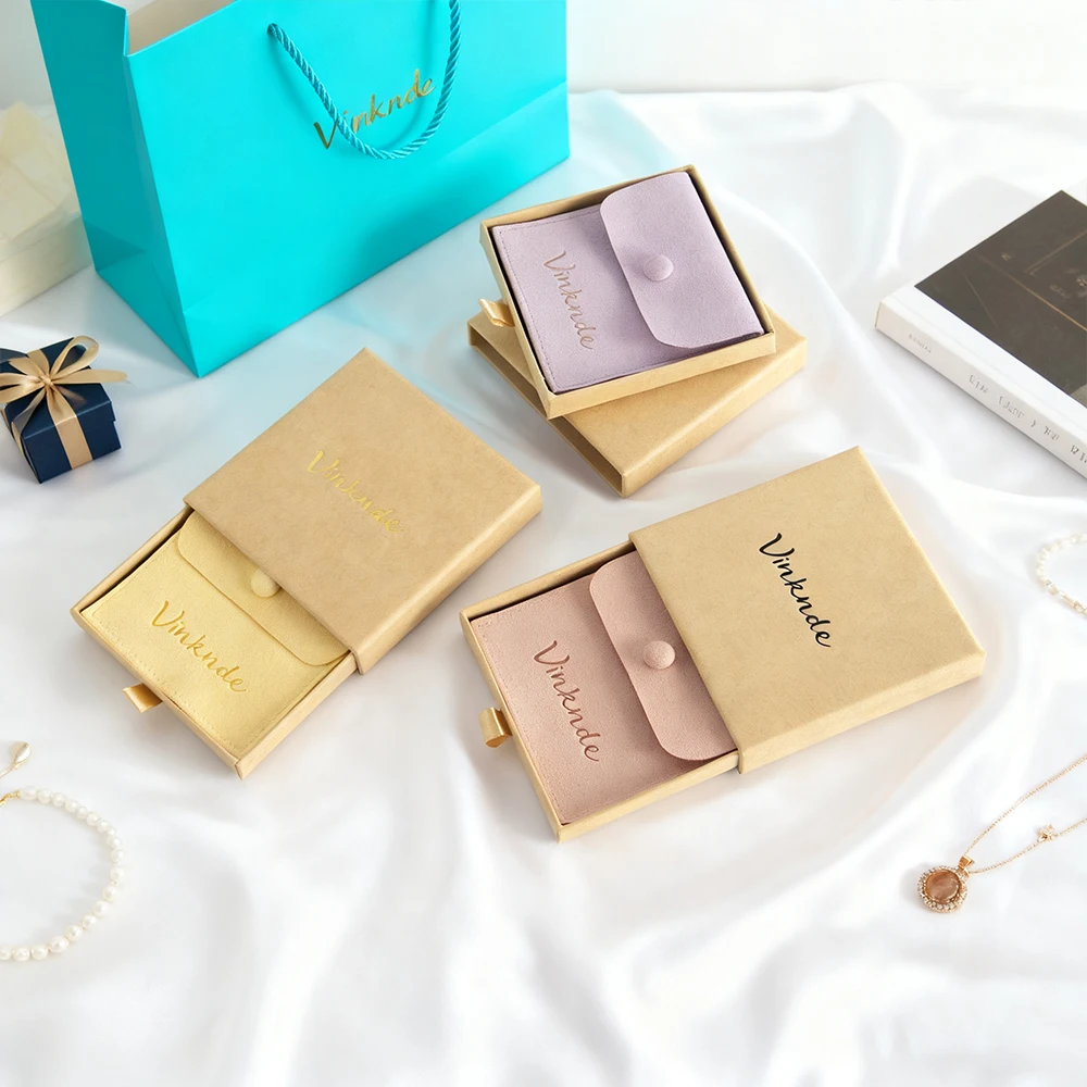 

7x9x3 см Роскошная подарочная бумага Картонная шкатулка для драгоценностей Конверт из микрофибры Чехол для бумажного ящика Серьги Кольца Свадебный подарочный пакет