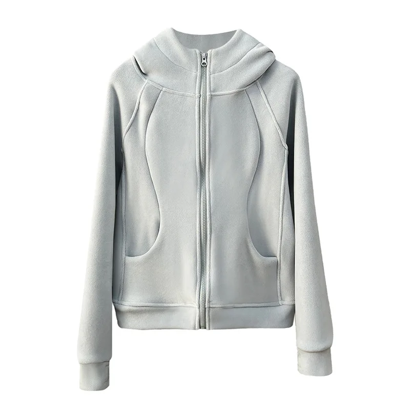 Sudadera con capucha de lana para mujer, gruesa y aislante para otoño e invierno, chaqueta Softshell para exteriores, forro impermeable y transpirable