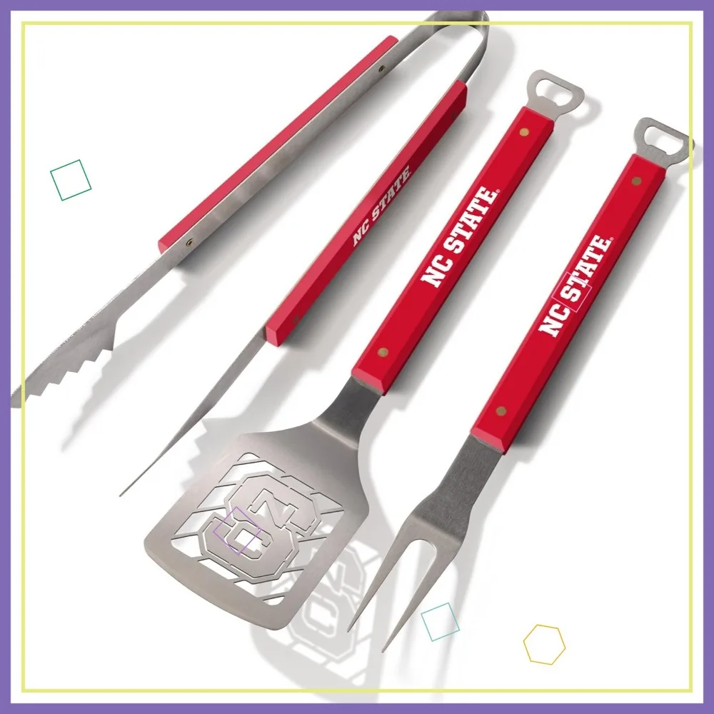 

NCAA Spirit BBQ Set, 22" x 9", Heavy-Duty Stainless Steel with Team-Colored Handles and Bottle Opener