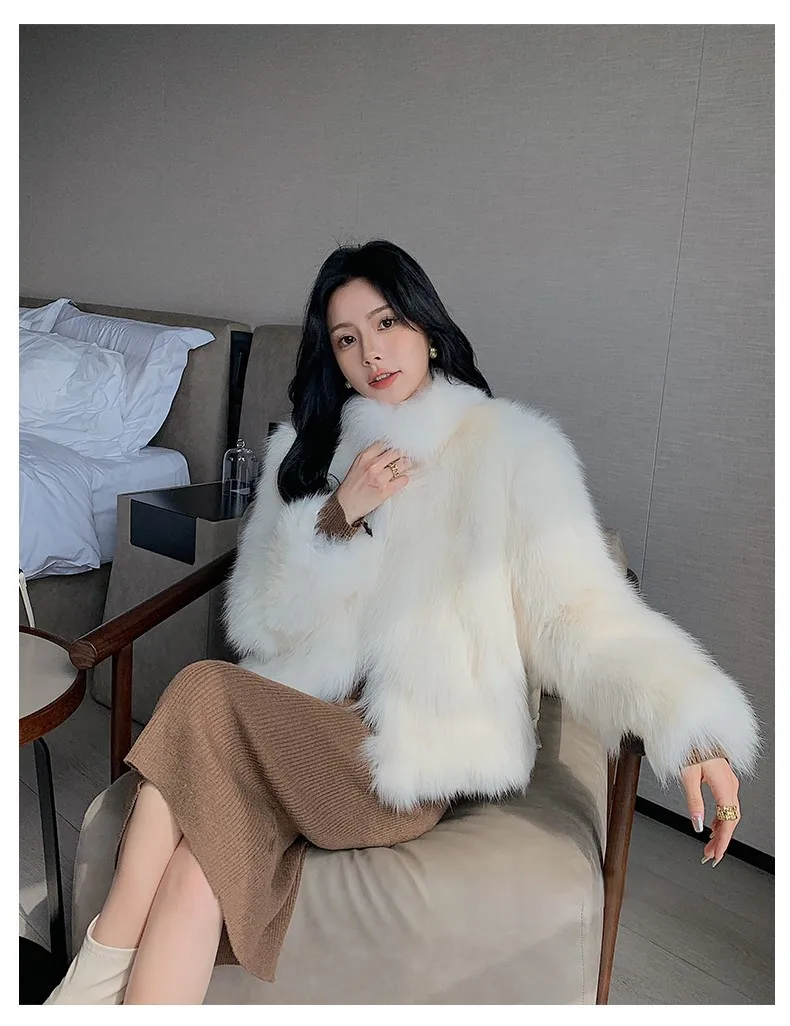 Imitation Fox Fur Grass Coat Women\'s Stand Collar Thickened 2024 New Fur Coat Fashionable And Versatile Winter