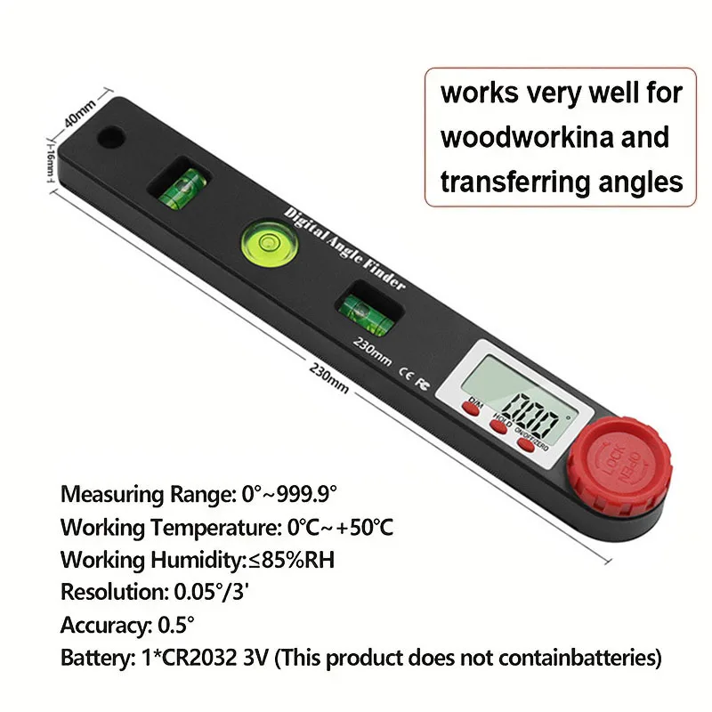 4 In 1 Digital Display Angle Ruler Protractor 3 Bubble Level Guage LCD Display Angle Measuring Tool Woodworking Accessories