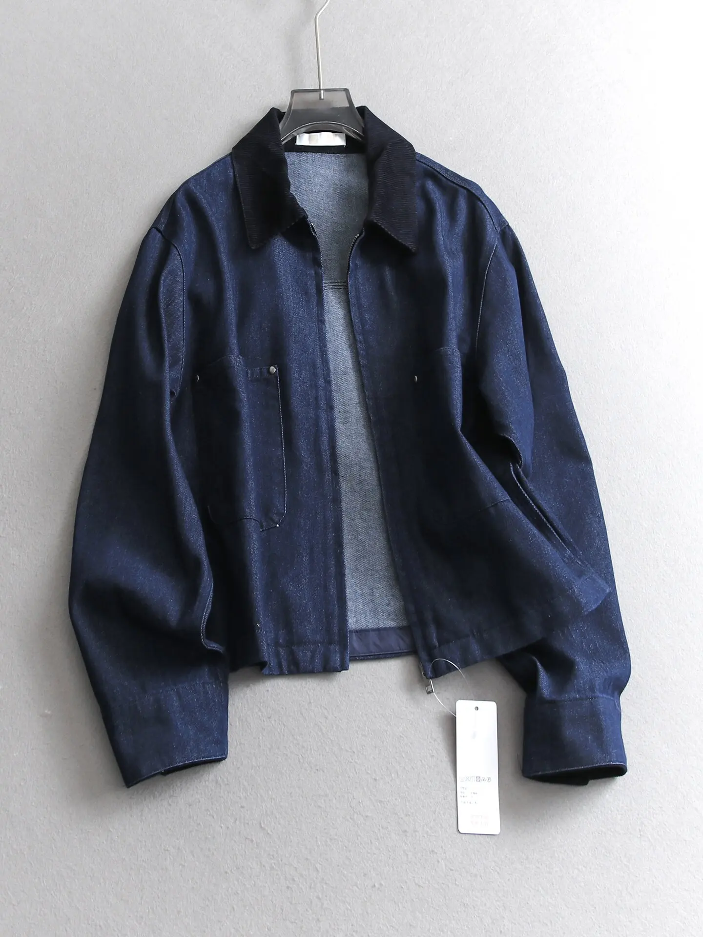 Color Blocking Patchwork Lapel Loose Outerwear Spring Autumn New Long Sleeved Casual Jacket Women Coat Top