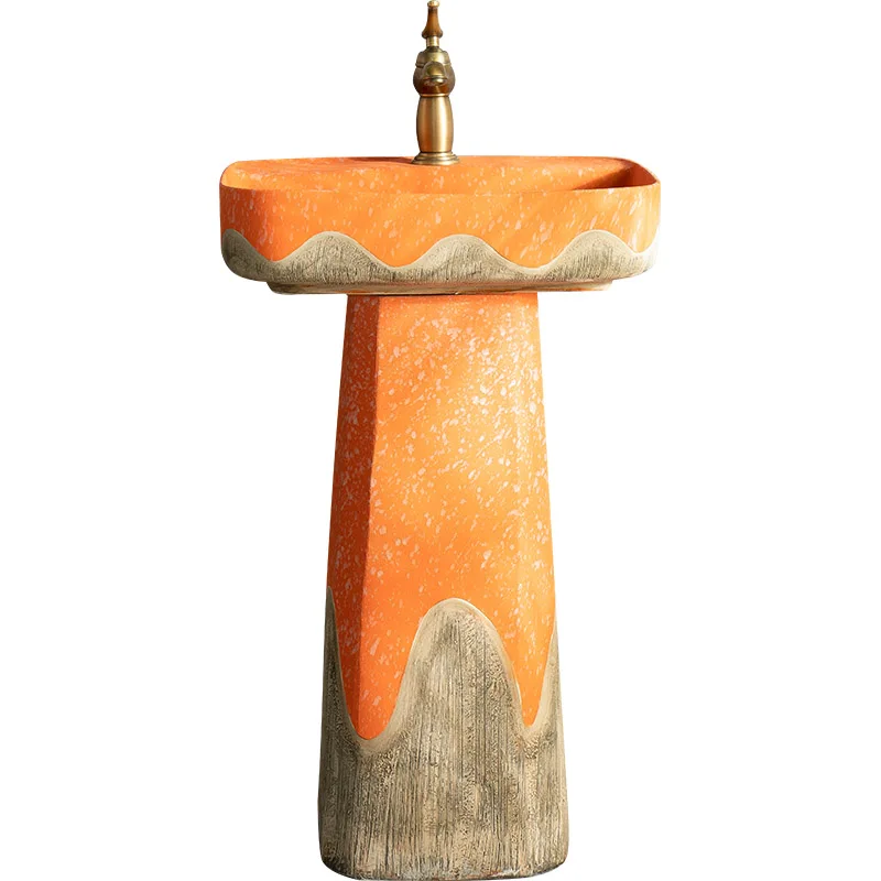 

Balcony small apartment hand wash integrated vertical large column basin toilet bathroom column basin