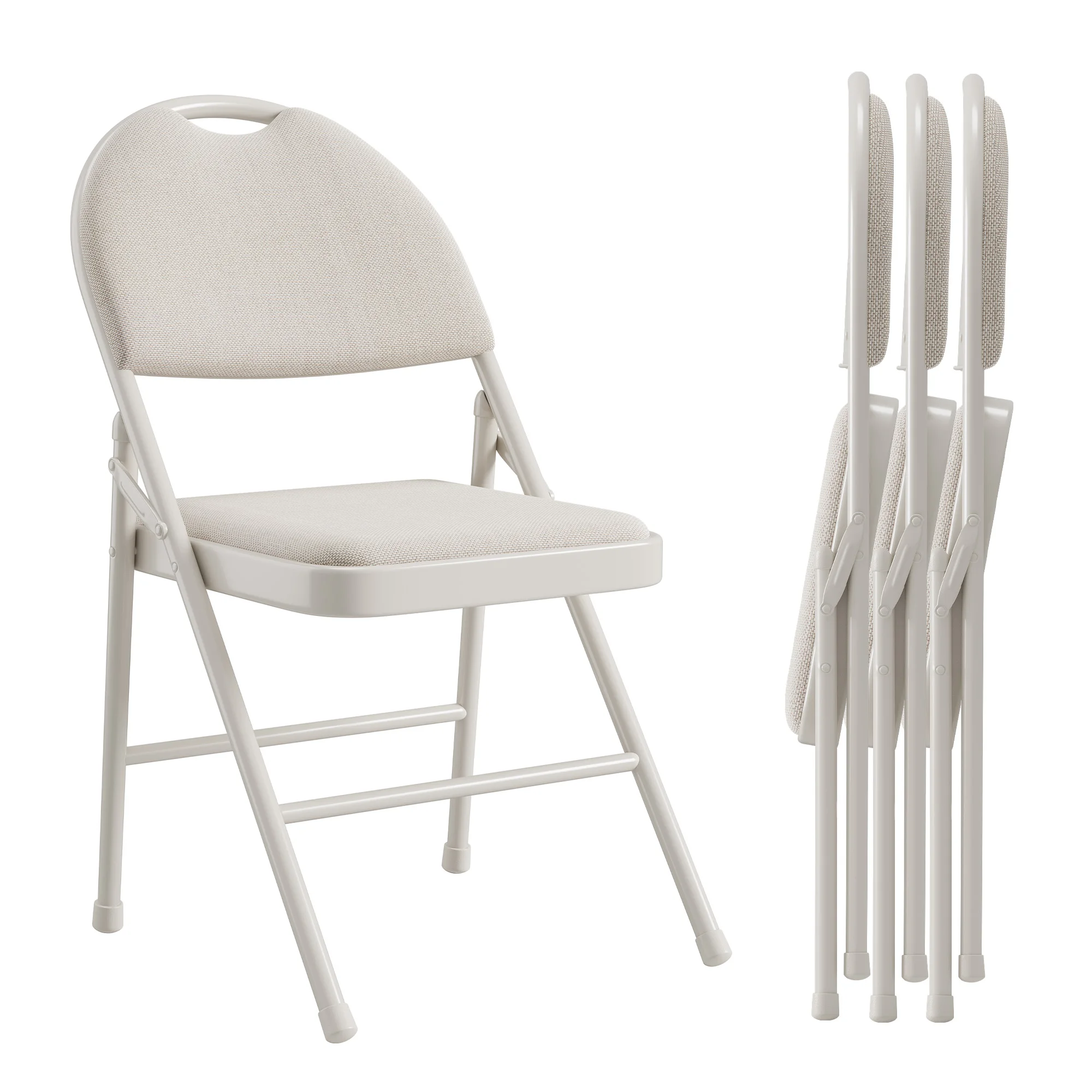 Juego de Sillas Plegables con Estructura Metálica, Asiento y Respaldo de Tela, Apilables para Interiores/Exteriores, Oficina, Fiestas, Eventos, Conferencias